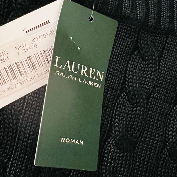 Lauren Ralph Lauren Metallic Stripe Cable Knit Sweater 2X Black Boatneck NWT - Picture 8 of 10